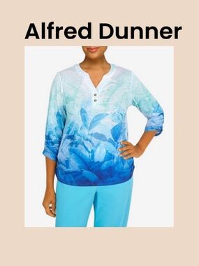 Alfred Dunner Cool Vibrations 3/4 Sleeve Top Size XL Petite NWT